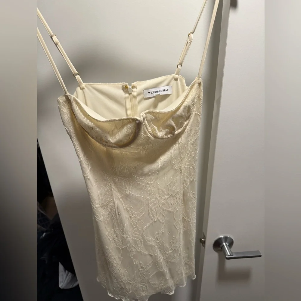 WeWoreWhat Cream Satin Dress
